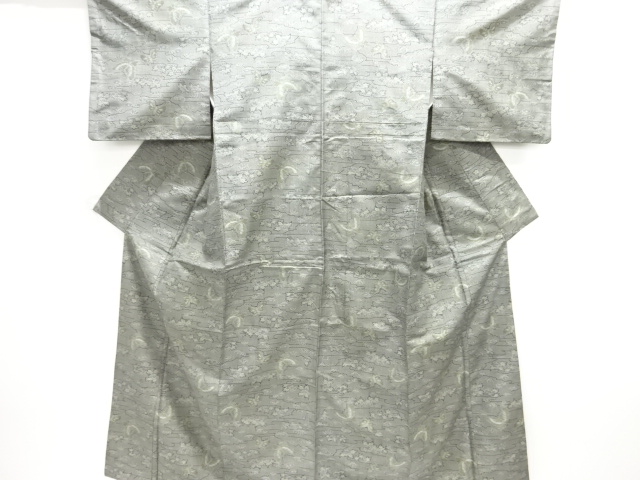 JAPANESE KIMONO / ANTIQUE KIMONO / SILK / TOKAMACHI TSUMUGI / WOVEN BUTTERFLY & FLORAL PLANTS